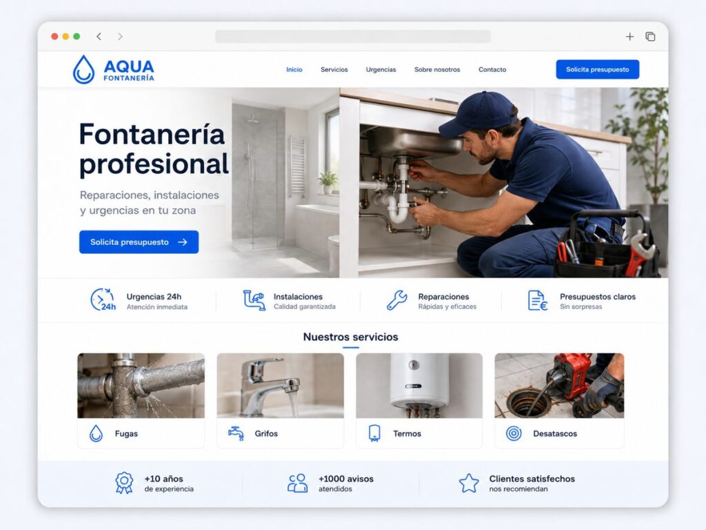 Ejemplo de página web para fontanero