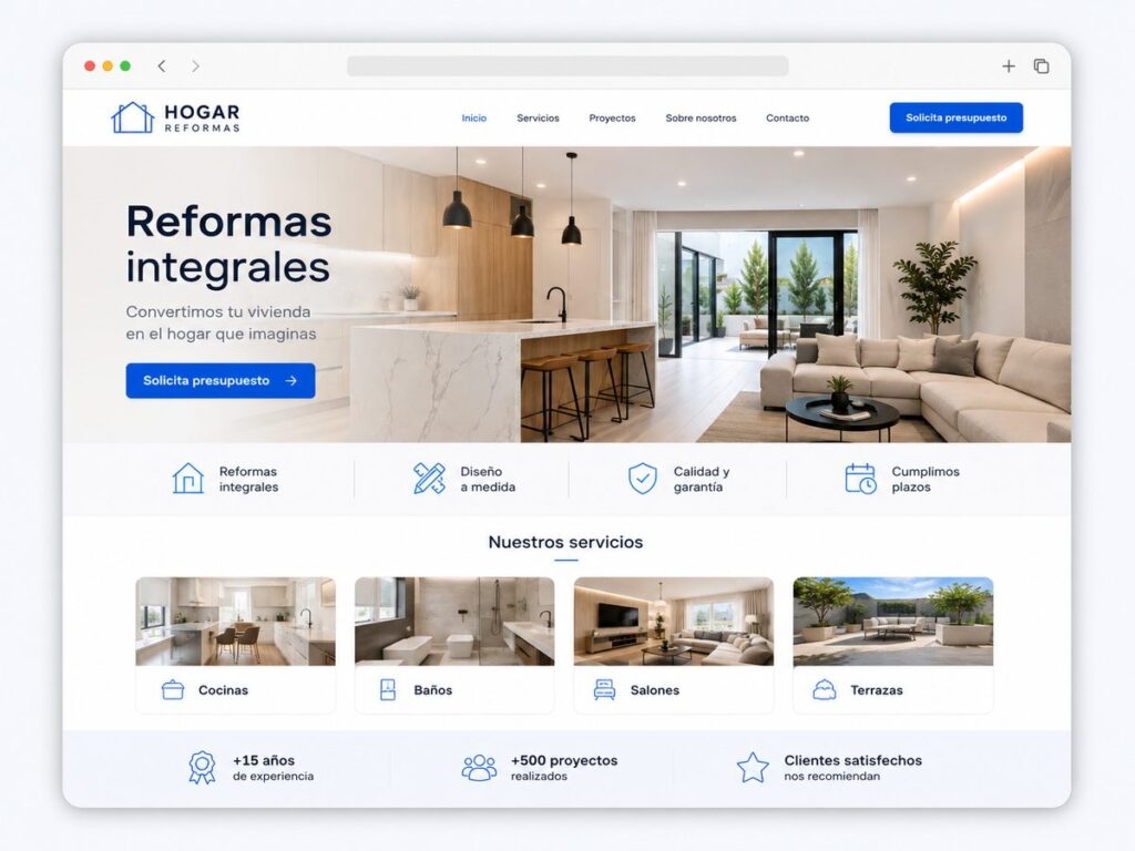 Ejemplo de página web para empresa de reformas integrales